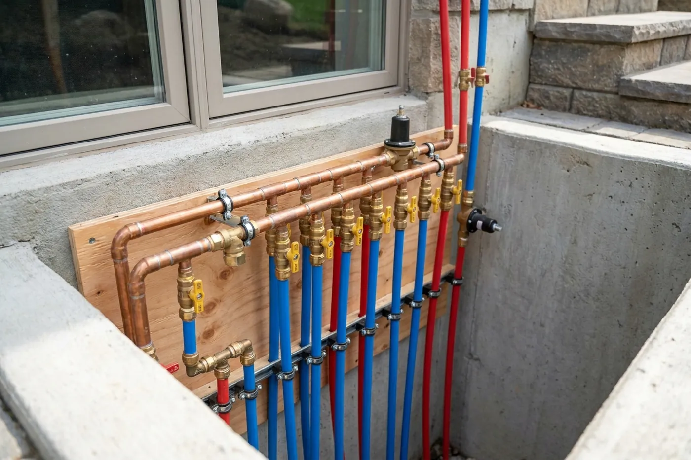 Concrete cutting and window setting during a Lincoln egress installation